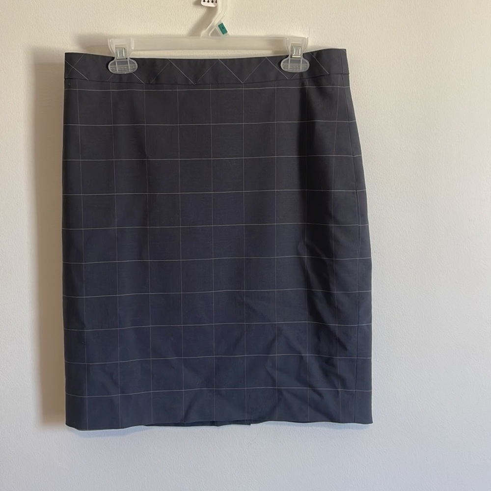 Banana Republic Skirt 12 Gray Preppy Minimal Windowpane Office Grid Plaid Work